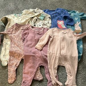 Bundle of 7 footie pajamas, 3-6 months